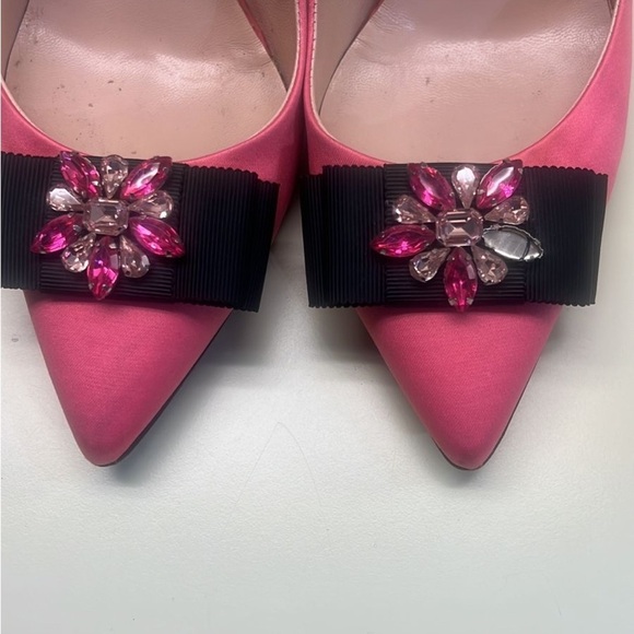 Made in Italy Nennete Pink and Black Stiletto Heels with Crystal Accents - Picture 4 of 6